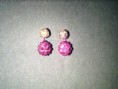 Swarovski pink dupla gömb fülbevaló